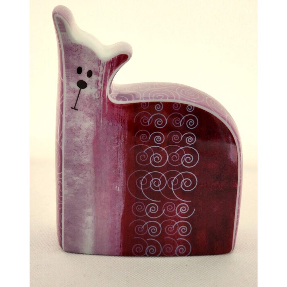 Cat-Flat Mates-Royal Worcester-Sadie-Purple-White Swirls-Unique-Cat Lover